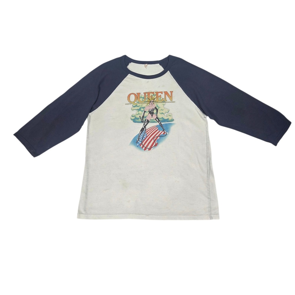 Vintage Queen 1980's Band‎ Hot Space Tour Baseball Tee Shirt Mens Medium Vtg